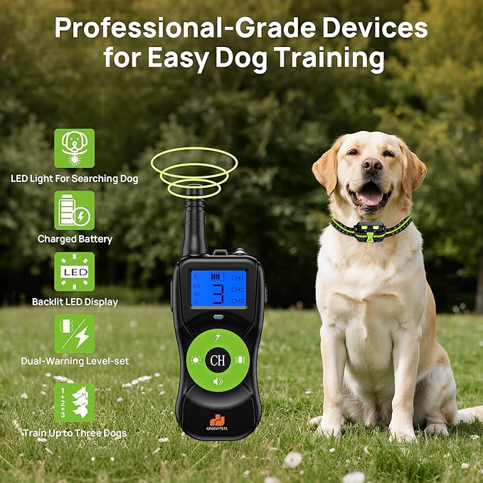 2640 Ft Remote Training Collar with Dog Locator Light, IPX7 Waterproof Rechargeable E-Collar with Humane Beep, Vibration, Static Modes, Fits 8-120lbs Dogs