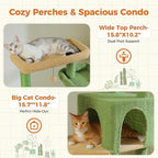 PETEPELA 69" Tall Cat Tree for Indoor Large Cats, Cat Tower for Adult Cats with Big Hammock, Cat Climbing Tree Tower with Scratching Posts, Condo House and Large Top Perch, Green