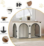 39.4" Wooden Dog Crate Furniture, Indoor Dog Kennel Dogs Cage for Small/Medium/Large Dogs, Heavy Duty Dog Crates Decorative Pet House End Side Table TV Stand, White Brown DFC84114B