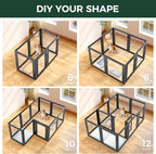 FXW AuraSpace Acrylic Indoor Dog Playpen for Medium Dogs, 35 Inch, 12 Panels, Black