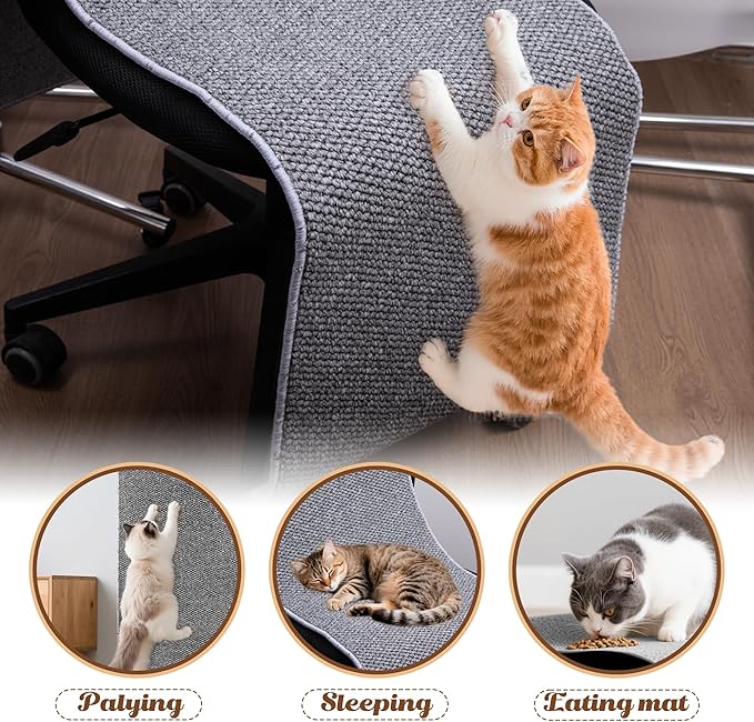 80"x15.7" Cat Wall Scratching Mat, Extra Large Cat Climbing Carpet with 20 Fixed Nails Wall Scratcher Furniture Protector for Couch, Sofa, Home (Grey)
