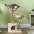 37 Inch Cat Tree with Scratching Posts - Modern Wooden Cat Tower with Condo, Plush Beds, Cushions & Toy Balls, Anti-Tip Kit for Indoor Cats, Multi-Level Furniture for Small to Medium Cats