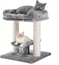PETEPELA 19" Scratching Post, Cat Tree Tower, 100% Natural Sisal Scratcher With Large Plush Top Perch Bed, Cozy Platform for Kittens and Cats