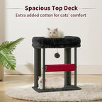 Hey-brother Cat Tree, Cat Scratching Posts with Bed, Sturdy Tower with Fully Sisal-Wrapped Columns and Plush Toy Ball for Indoor Kittens, 18.9 inches, Black and Red MPJ010SBR