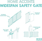 Regalo Safety 56-74.5" Super Wide Baby Gate for Doorways & Open Spaces, Wall Mounted Configurable Safety Gate with Walk-Through Door for Babies, Toddlers & Pets, Black