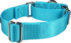 Mikivery Martingale Dog Collar Nylon Adjustable and Safety Training Colourful Comfortable Metal Buckle Pet Collars for Small Medium and Large Dogs(Ice Blue,M)
