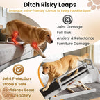 Dog Ramp for Bed, 5 Adjustable Height Wooden Ramp for Dogs from 16"–28", 17" Wide Pet Ramps for Dogs to Get on High Bed/Couch/Car with Soft Padding & Anti-Slip Grip, Up to 250LBS for Small/Large Dog