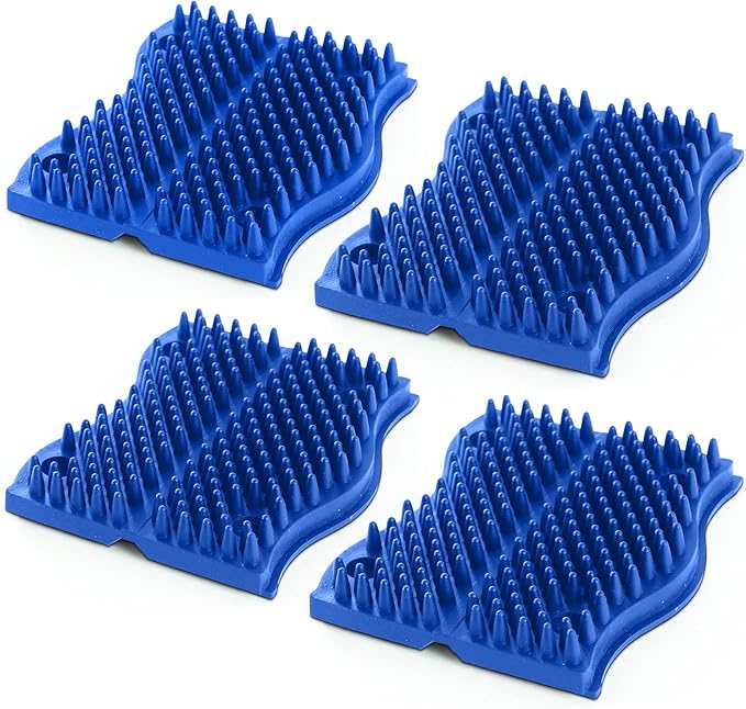 The Original ScratchnAll Animal Scratch Pad, Flexible Acupressure Nubs & Interlocking Design, Very Durable & All-Weather, Great for Domestic, Barnyard and Zoo Animals - USA Made, Blue (4 Pack)