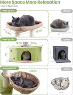 Heavy Duty Cat Tree for Large Cats Adult - 60 Inch XXL Sturdy Cat Tower Condo with Extra Wide Scratching Posts (φ4.4in) Big Cat House Hammock Perch - Indoor Wood Modern Multi Level Corner Cat Bed