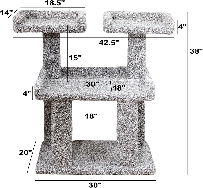 Cat Tree for Large Cats & Maine Coons – Deluxe Carpeted Cat Tower