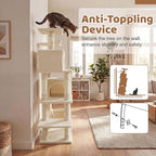 DORTALA 57" Tall Cat Tree, Multi-Level Cat Tower with 2 Large Condos, Sisal Scratching Posts, Top Perch, Hammock, Pet Play House Climbing Furniture for Indoor Adult Cats & Kittens (Beige)