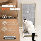 PETKARAY Felt Cat Scratcher, Vertical Cat Scratching Pad, Scratch Resistant Couch Carpet Scratcher, Slot-Free Scratch Board with Toy Ball, Light Grey