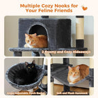 70.8" Tall Cat Tree for Large Cats, Multi-Level Cat Tower with 8 Sisal Scratching Posts, 2 Top Perches, Big Condo, Large Hammock, and Cat Furniture for Indoor Cats, Dark Gray