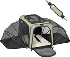 Petsfit Expandable Cat Carrier Dog Carrier, Soft-Sided Portable Pet Travel Carrier, Removable Soft Plush mat and Pockets, Locking Safety Zippers, 19x12x12 Inches