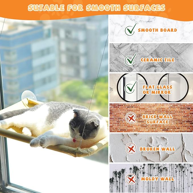 4 Pieces Cat Window Perch Suction Cup, Powerful Cat Window Bed Seat Replacement Suction Cup, Clear PVC Sucker Pads, 2 Styles