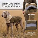 ASENKU Dog Coat, Dog Winter Jackets with Fleece Turtleneck, Windproof, Reflective Pet Snow Jacket for Cold Weather, Coats for Large Size Dogs Army Green, XXL