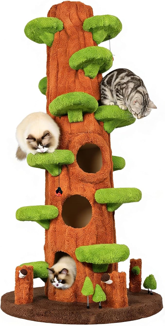 Luxury Cat Tree Tower for Indoor Cats,88.6" Tall Cat Tree,Multi-Level Furniture Activity Center with Scratching Posts Stand House Condo Funny Toys Kittens Pet Play House
