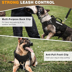 WINSEE Service Dog Vest Harness for Large Dog, Tactical Working MOLLE Vest with 10 Pet Patches, No Pull Heavy Duty Harness for Training Hunting Walking