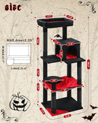 Gothic Cat Tree with Super Large Hammock, 56.3" Black Cat Tower with Coffin Bed, Cat Condo, Sisal Scratching Posts & Top Perch, Multi-Level Goth Cat Tree, Halloween, Black