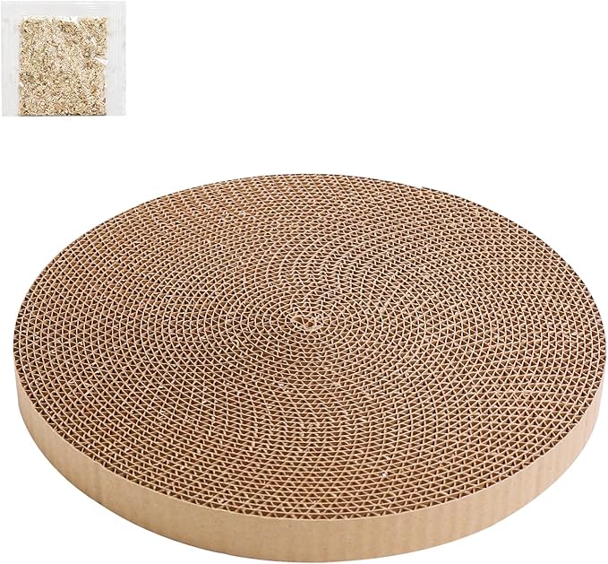 Round Cat Scratcher Refill 10 inch Diameter 7/8 Inch Thickness Circle Cardboard Cat Scratcher Replacement Pads Cat Scratching Boardcat Scratcher Pad for Indoor，1 PCS