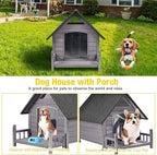 Dog House Outdoor Waterproof Dog Kennel for Small to Medium Size Dogs Doghouse Puppy Shelter with Elevated Floor for Winter (Grey-A, Medium)