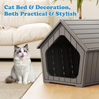 KAMABOKO Outdoor Cat House – Durable Pet Shelter with Ventilation for Indoor & Outdoor, Removable Roof, Easy to Clean, Comfortable Cozy Hideout for Cats(Gray)