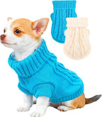 2 Pieces Dog Sweaters for Small Dogs, Turtleneck Knitted Chihuahua Yorkie Sweater, Dog Clothes Winter Warm Pullover Sweaters, Pet Cat Clothing Cold Weather Puppy Clothes Outfits (Small)