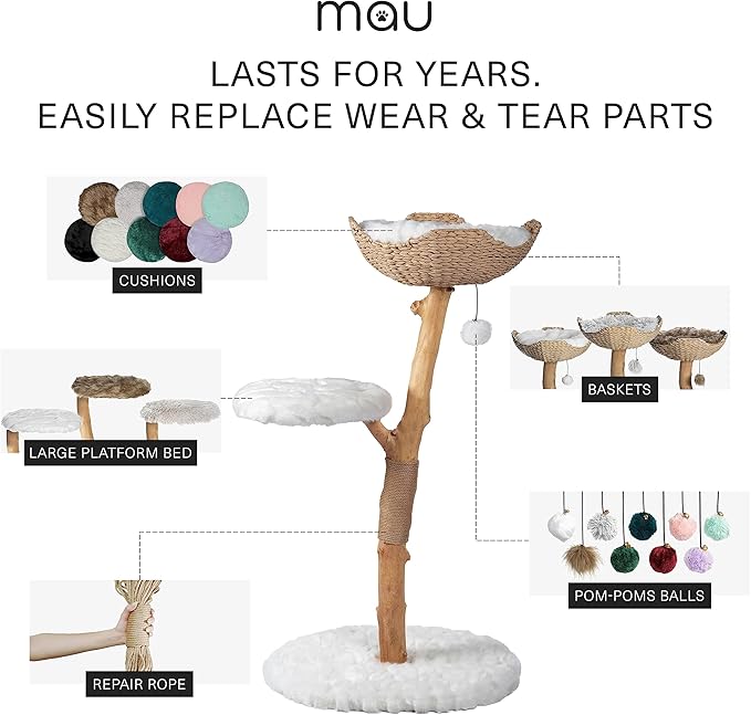 Mau Lifestyle White Uni Cat Tree, 43" H, 27 LBS