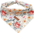 Elegant Little Tail Vintage Flower Dog Bandana - Washable Square Dog Scarf - Adjustable Size Small, Medium, Large - For Girls and Boys
