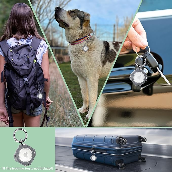 ADITYNA Cotton Dog Collar with AirTag Holder - Heavy-Duty Metal Buckle, Breathable, Easy Adjustable for Medium & Large Breeds - for Walking, Training (Bright Rainbow, Fits 15-21" Necks)