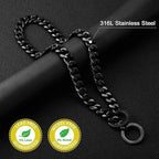 Dog Chain Collar Dog Walking Collar 15mm Black Strong Stainless Steel Cuban Link Chain Collar for Small Medium Dogs（10 Inches