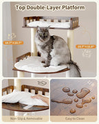 Heybly Cat Tree, 70.5 Inch Wood Tall Cat Tower for Large Indoor Cats with Extra Stable Structure, Modern Cat Furniture with All-Sisal Scratching Posts, Cat Condo & Hammocks, Rustic Brown HCT121SR