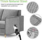 Cat Scratch Couch Protector,23.6" L*19.6" W Scratching Furniture Protector Pad,Cat Scratch Sofa Arm Sheild with Grey Natural Sisal for Protecting Couch Sofa Chair Furniture (Grey/Left Hand)