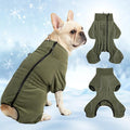 Mihachi Dog Snow Suit Dog Coat Soft Fleece Pullover Pajamas, Pet Windproof Warm Cold Weather Jacket with Zipper, Reflective Jumpsuit Apparel Outfit Clothes for Medium Dog, Army Green SM
