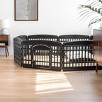 IRIS USA 24" Dog Playpen 8-Panel Pet Exercise Pen with Door Gate 83.5x83.5x24 Puppy Play Pen Indoor Outdoor Plastic Foldable Portable Pet Fence for Small Medium Dogs Puppies Multiple Pets Black