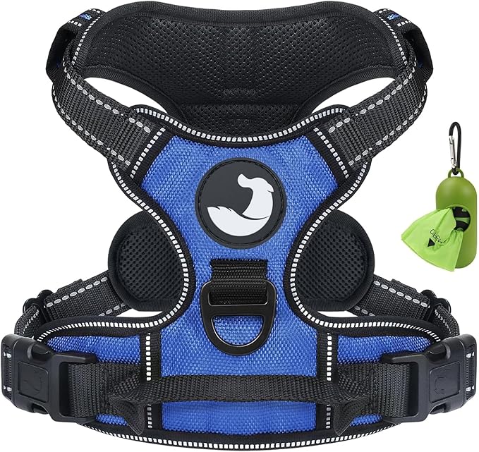 Joytale No Pull Dog Harness Medium Sized Dog, Reflective Pet Vest with Front Clip, Adjustable Soft Padded Harnesses with Easy Control Handle for Training and Walking, Navy Blue, M