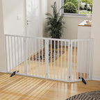Dog Gate 32" Tall Freestanding Dog Gate for Doorways Foldable Pet Gate for Dogs Indoor (White,4 Panel)