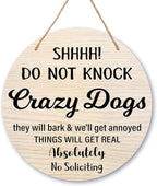 Do Not Knock Or Ring Doorbell Sign Decor, Funny Dog Warning Sign For Front Door, No Soliciting Sign For Home House Yard Outdoor, Funny Dog Door Sign Gifts For Dog Owner Dad Mom Women -b06
