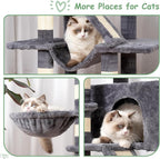 Cat Tree, Multi-Level Cat Tower for Indoor Cats, Cat Condo with Cat Scratching Post and Board, Cat Hammock, Smoky Gray GCT011G