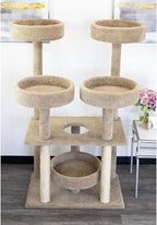 Maykoosh Southwestern Sanctuary Multi-Level Cat Cat Climbing Tower Cat Tree, Solid Wood and Carpet Construction, Modern Cat Tree with Scratch Post and Sturdy Base Brown/41 L x 31" W x 55" H