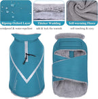 VIVAGLORY Snowrap Dog Coat, Jacket with Harness Hole, Dog Coat for Winter & Cold Weather, Fluffy Warm Fleece Lined Reflective Water Resistant for Puppy, S, Turquoise