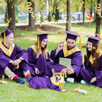 5 Pcs Dog Graduation Costume Set Include 2026 Pet Graduation Gown with Stole Puppy Grad Cap Lensless Glasses DIY Letter Stickers for Dogs Cats Holiday Costume Accessory(Purple Yellow,S)