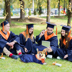 5 Pcs Dog Graduation Costume Set Include 2026 Pet Graduation Gown with Stole Puppy Grad Cap Lensless Glasses DIY Letter Stickers for Dogs Cats Holiday Costume Accessory(Blue Orange,M)