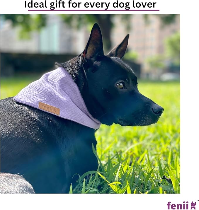 Premium Cotton Dog Bandanas - 2 Pack - Adjustable Fit - Washable - For Small, Medium & Large Breeds - Girl & Boy Dog Accessories - Multiple Sizes (Ocean Blue & Lavender Mist, Small)