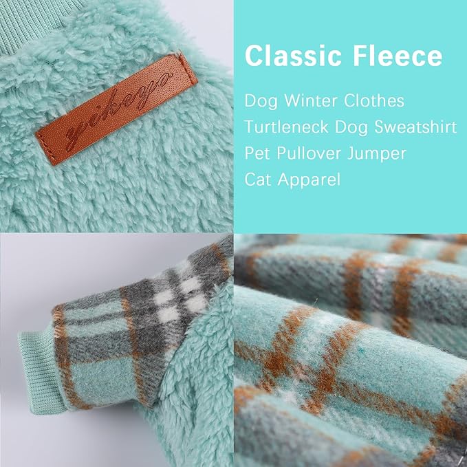 Dog Sweater Dog Winter Clothes for Small Dogs Boy Girl Fall Puppy Dress Warm Fleece Chihuahua Yorkie Teacup Doggie Sweaters Dresses Doggy Sweater for Small Dogs Girl Cat Outfits, Green Plaid, XS