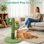 Cat Tree for Indoor Cats — Cactus-Shaped Mini Scratching Post, Compact Apartment Tower for Kittens & Adult Cats, Fun Play & Furniture Protection