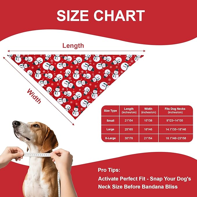 Christmas Dog Bandanas 2-Pack for Small to Medium Dogs - Reversible Santa & Reindeer Prints Scarf, Gift for Dog Lovers
