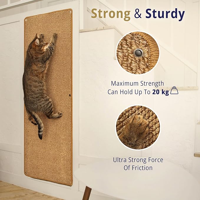 Cat Wall Climbing Carpet - Cat Wall Climber 50" x 17" with Fixed Nails – Scratching Rug Wall Scratchers for Indoor Cats | Climbing Wall Carpet | Scratching Mat.