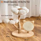 Aesthetic Flower Cat Tree Tower with Scratching Post for Indoor Cats, 30" H Modern Cat Tree with Natural Solid Wood Branch, Fluffy Cat Beds Removable & Large Scratching Board, Dreamy Blue