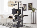 54'' Tall Multi-Level Cat Tree, Furniture With 3 Scratching Posts, 3 Stand Platforms, 2 Condos, Tower With Funny Toys, Corner Tree for Large Cats, Dark Grey